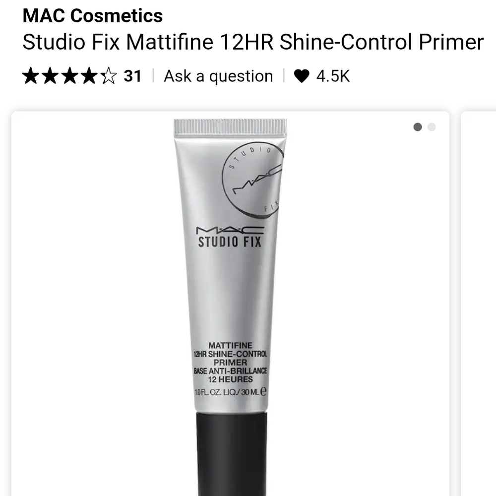 MAC Cosmetics Studio Fix Mattifine 12HR Shine-Control Primer - Silver and Black